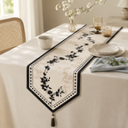 CouldNook Floral Faux Linen Tassel Table Runner - Warm Home Decor