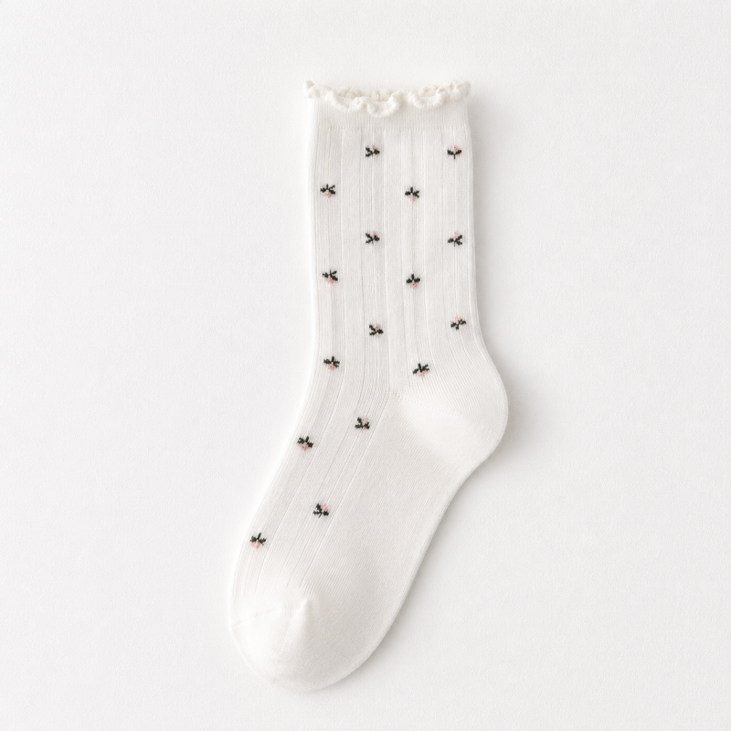 CouldNook Cozy Ruffle Dot Crew Socks - Soft Shoe Accent
