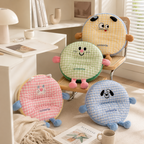CouldNook Cozy Plaid Plush Round Shaped Seat Cushion - Soft Scalloped Chair Pad