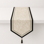 CouldNook Retro Botanical Pattern Faux Linen Pointed Table Runner - Warm Home Decor