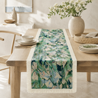 CouldNook French Tulips Pattern Table Runner - Elegant Tassel Decor