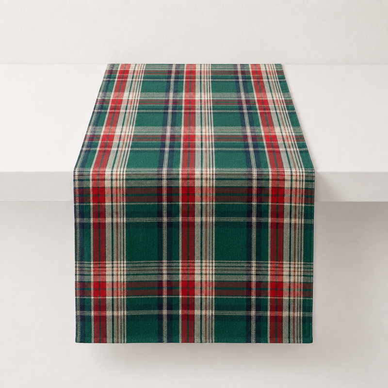 CouldNook Festive Plaid Table Runner - Classic Red & Green Party Decor
