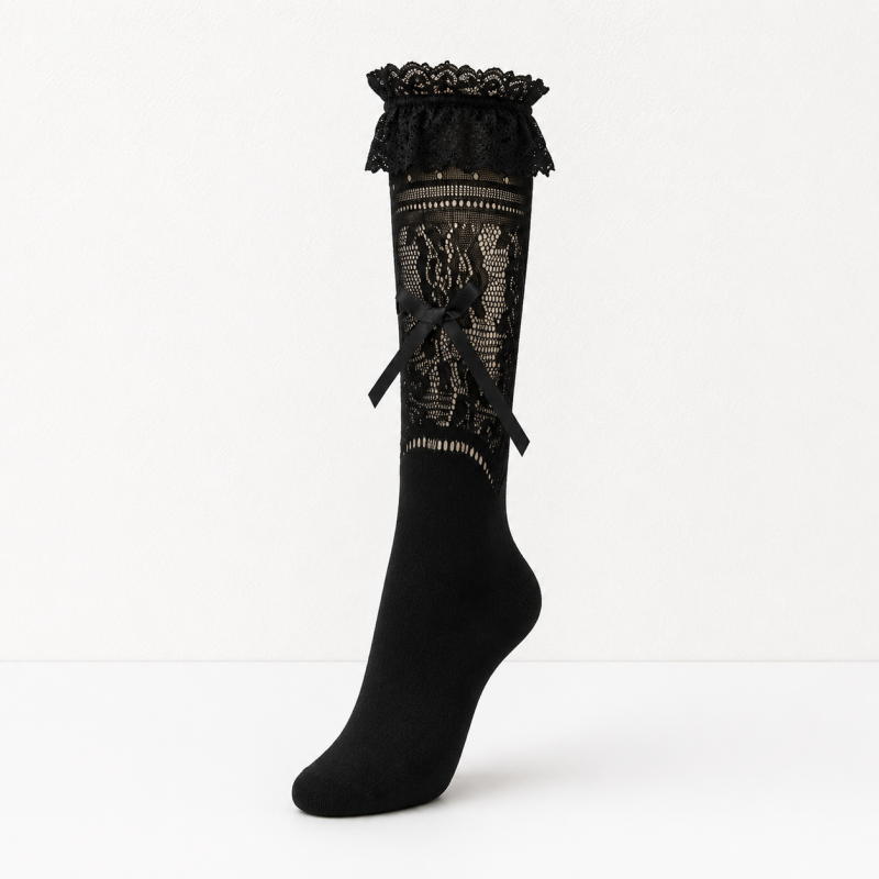 CouldNook Sheer Floral Mid Calf Socks - Delicate Footwear Accent