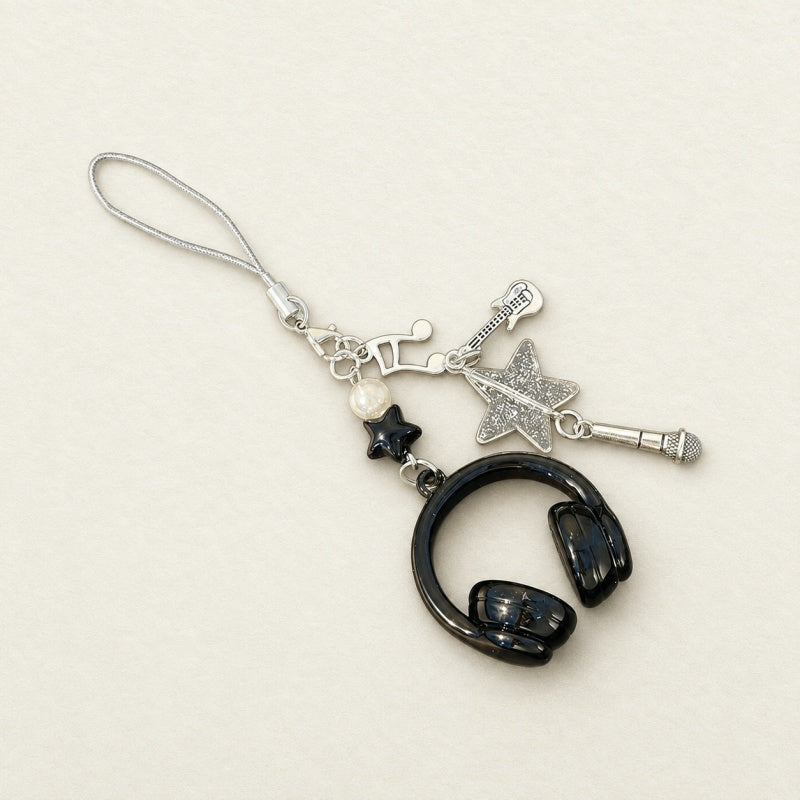 CouldNook Headphone Music Keychain - Star and Instrument Charms