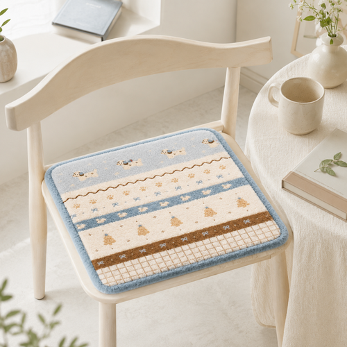 CouldNook Cartoon Puppy Paw Fleece Square Seat Chair Cushion- Non-Slip Winter Chair Pad