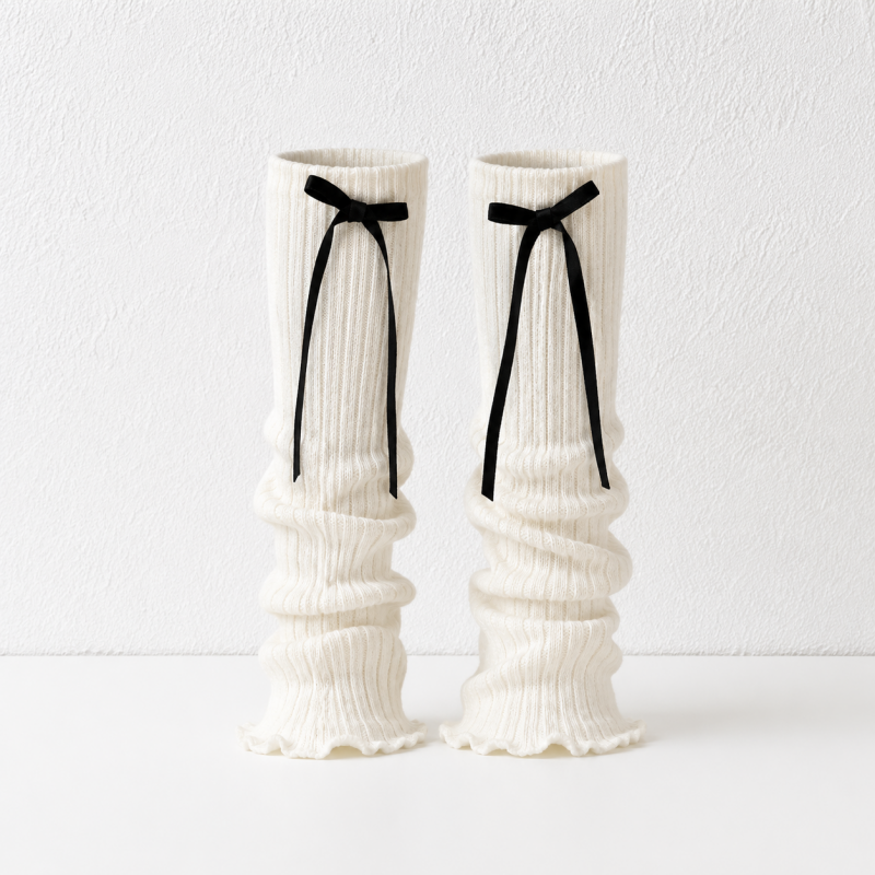 CouldNook Fuzzy Bow Leg Warmer Socks - Cozy Footwear Accent