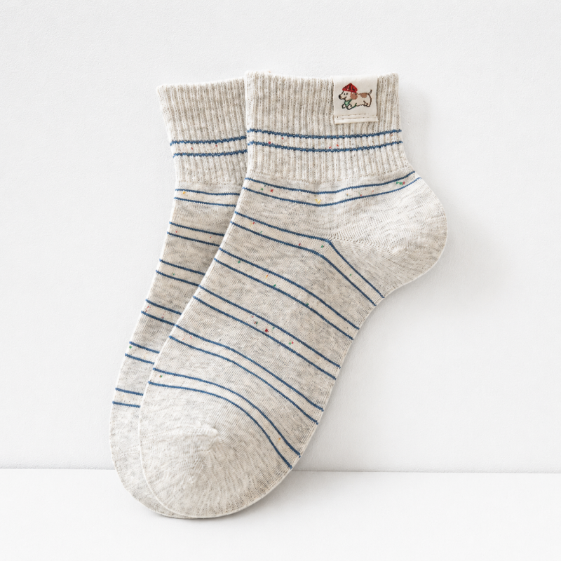 CouldNook Cozy Striped Patch Crew Socks - Casual Drawer Accent