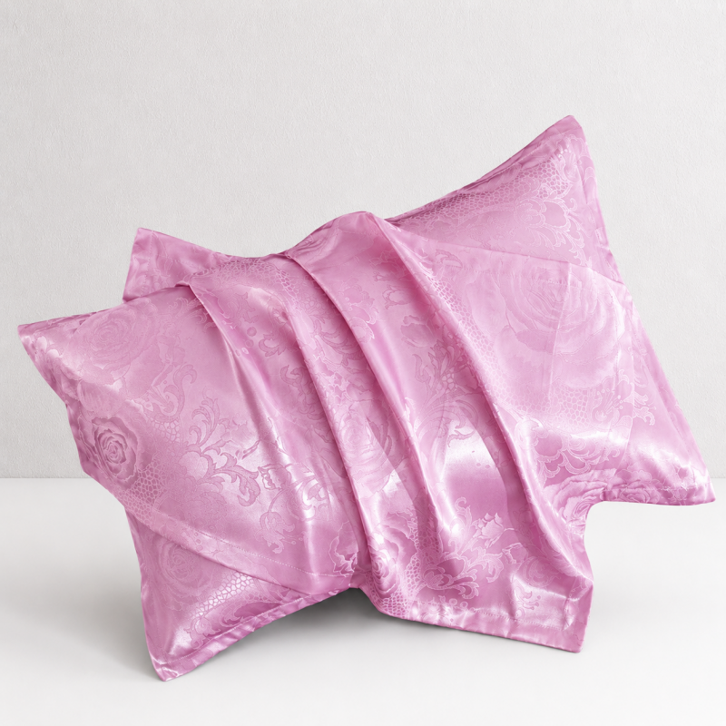 CouldNook Silky Satin Jacquard Cotton Pillowcase 2PCS Set - Elegant Patterned Home Bedding