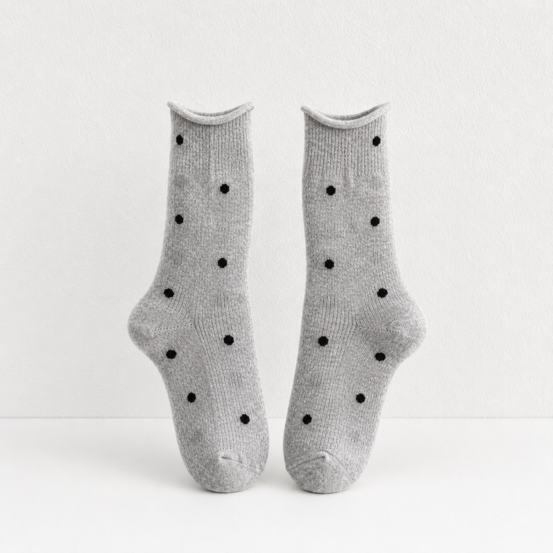 CouldNook Cozy Polka Dot Textured Crew Socks - Playful Drawer Accent