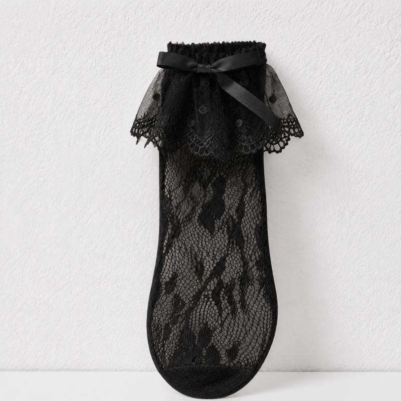 CouldNook Lace Ruffle Crew Socks - Gentle Shoe Accent