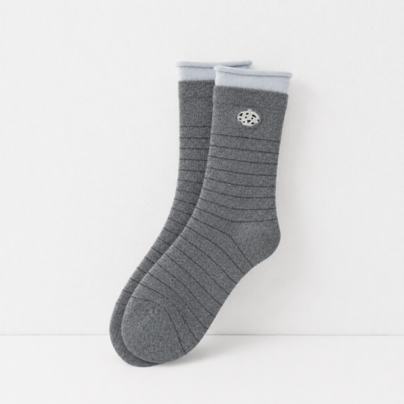 CouldNook Striped Patch Crew Socks - Casual Drawer Accent