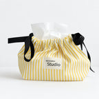 CouldNook Stripe Woven Drawstring Tissue Bag - Aesthetic Fabric Organizer