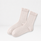 CouldNook Cozy Lace-Up Ruffle Crew Socks - Soft Dress Accent