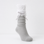 CouldNook Lace Cuff Ribbon Ankle Socks - Dress Shoe Accent
