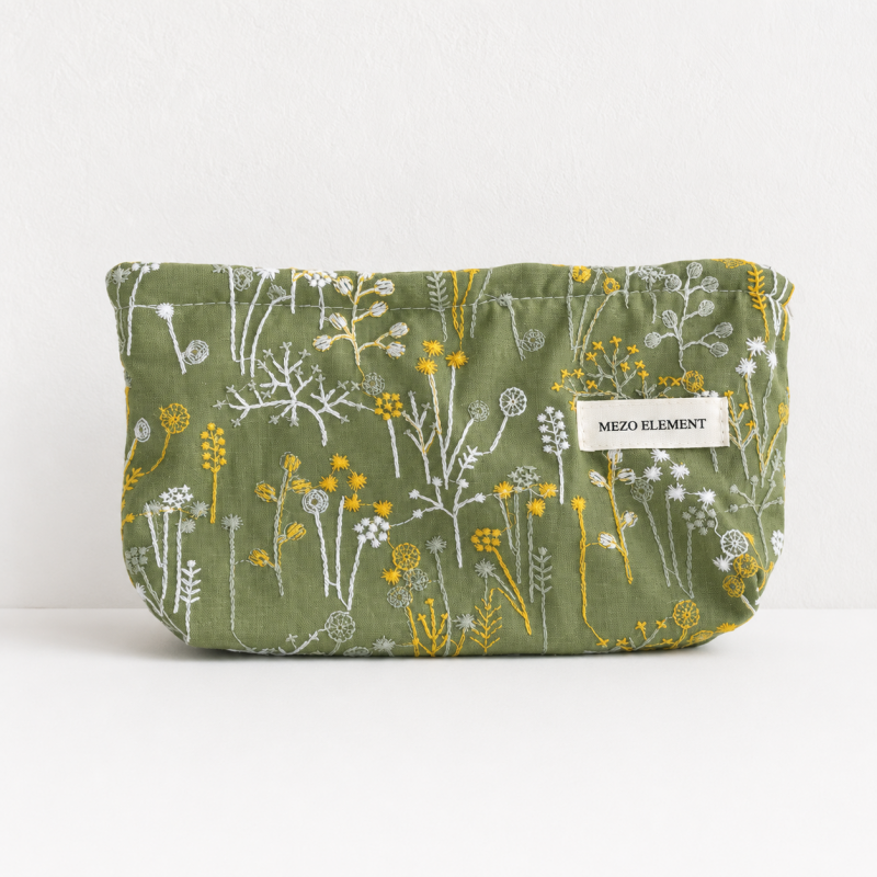 CouldNook Embroidered Cosmetic Bag - Aesthetic Cotton-Linen Case