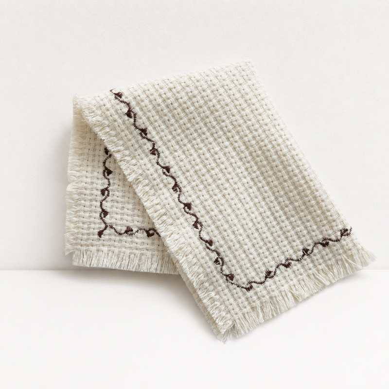 CouldNook Fringed Cotton Placemat - Aesthetic Textured Napkin