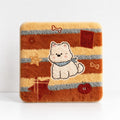 CouldNook Cartoon Puppy Striped Fleece Square Seat Chair Cushion- Non-Slip Winter Chair Pad