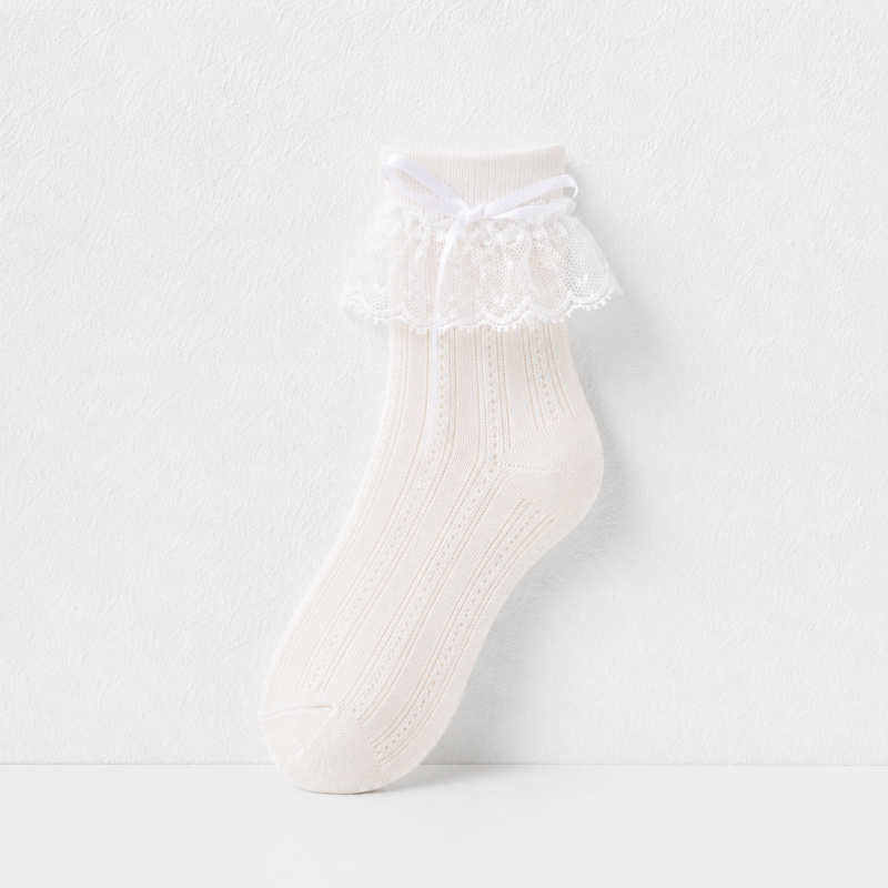 CouldNook Sheer Bow Ruffle Ankle Socks - Soft Shoe Accent