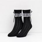 CouldNook Sheer Bow Ruffle Ankle Socks - Soft Shoe Accent
