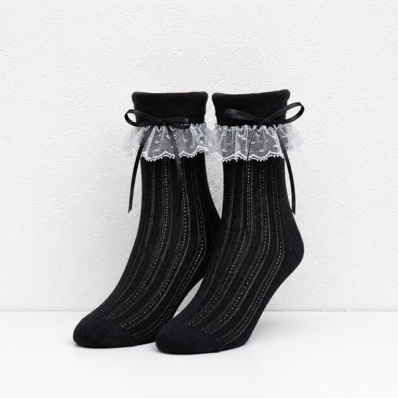 CouldNook Sheer Bow Ruffle Ankle Socks - Soft Shoe Accent