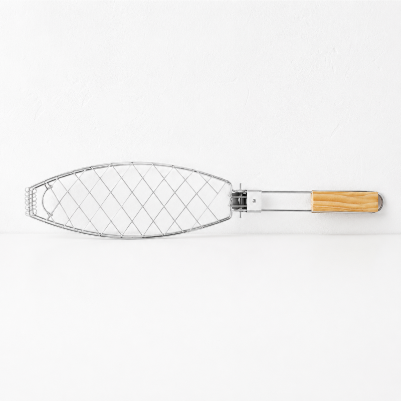 CouldNook Wooden Handle Stainless Steel BBQ Grill Baskets - Barbecue Cooking Tool