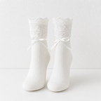 CouldNook Lace Ruffle Mid Calf Socks - Mary Jane Shoe Accent