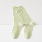 CloudNook Breathable Cotton Pointelle Solid Mid-Calf Crew Socks