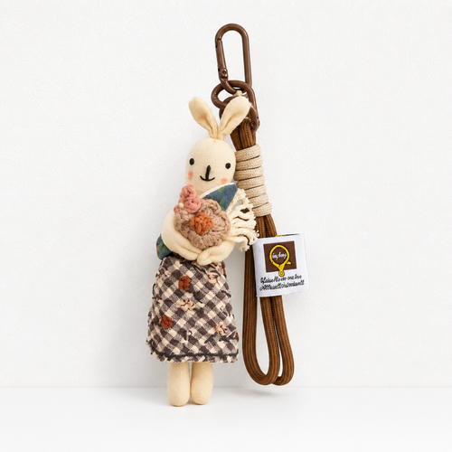 CouldNook Bunny Doll Fabric Charm - Aesthetic Artisan Bag Pendant