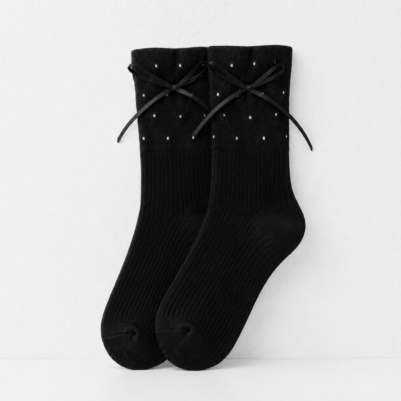 CouldNook Dot Texture Bow Ankle Socks - Daily Shoe Accent