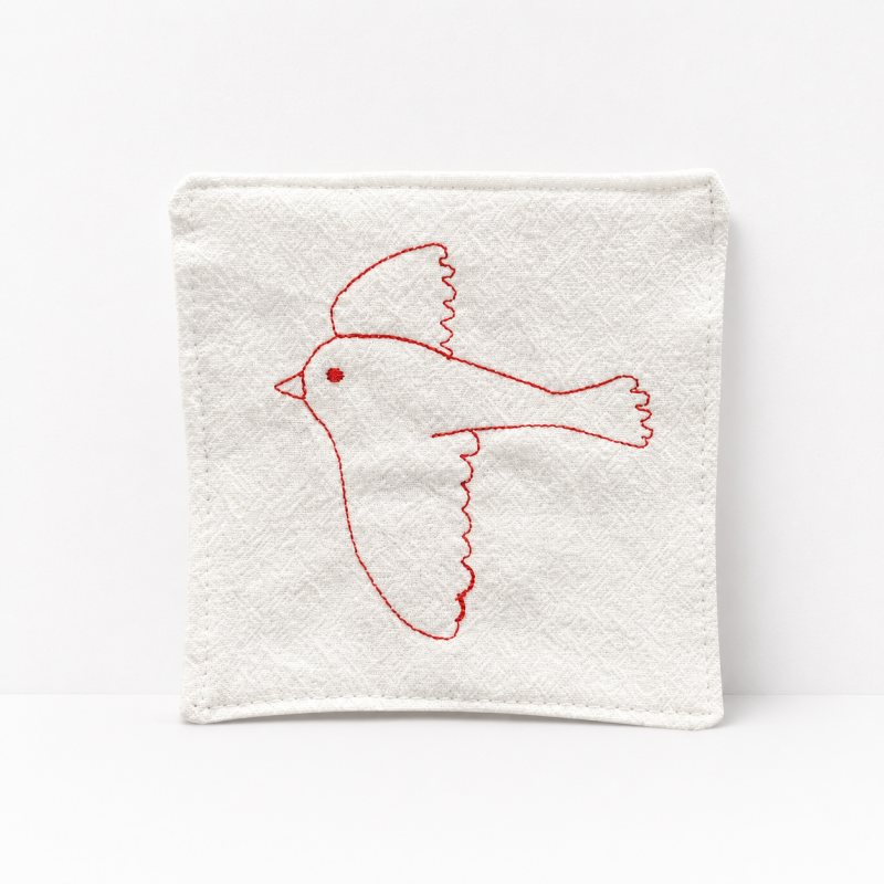 CouldNook Apple Embroidered Fabric Coaster - Home Table Textile