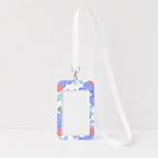 Cute Oil Painting Flower Card Holder with Keychain/Lanyard, Cartoon ID Card Case for Students & Kids