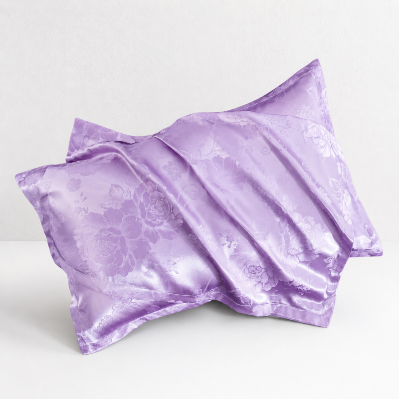 CouldNook Silky Satin Jacquard Cotton Pillowcase 2PCS Set - Elegant Patterned Home Bedding
