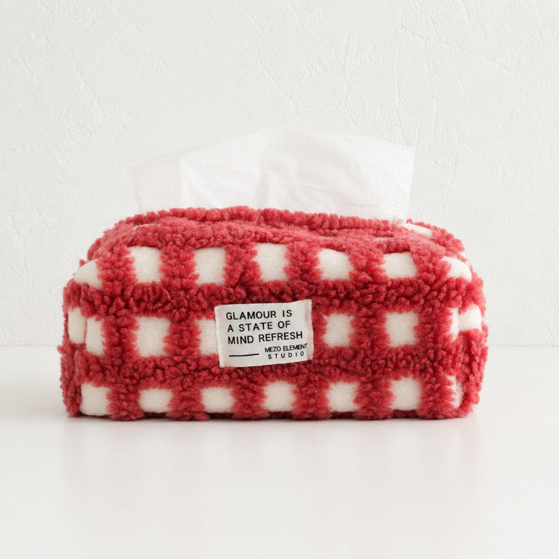 CouldNook Red Waffle Tissue Bag - Aesthetic Festive Storage Case