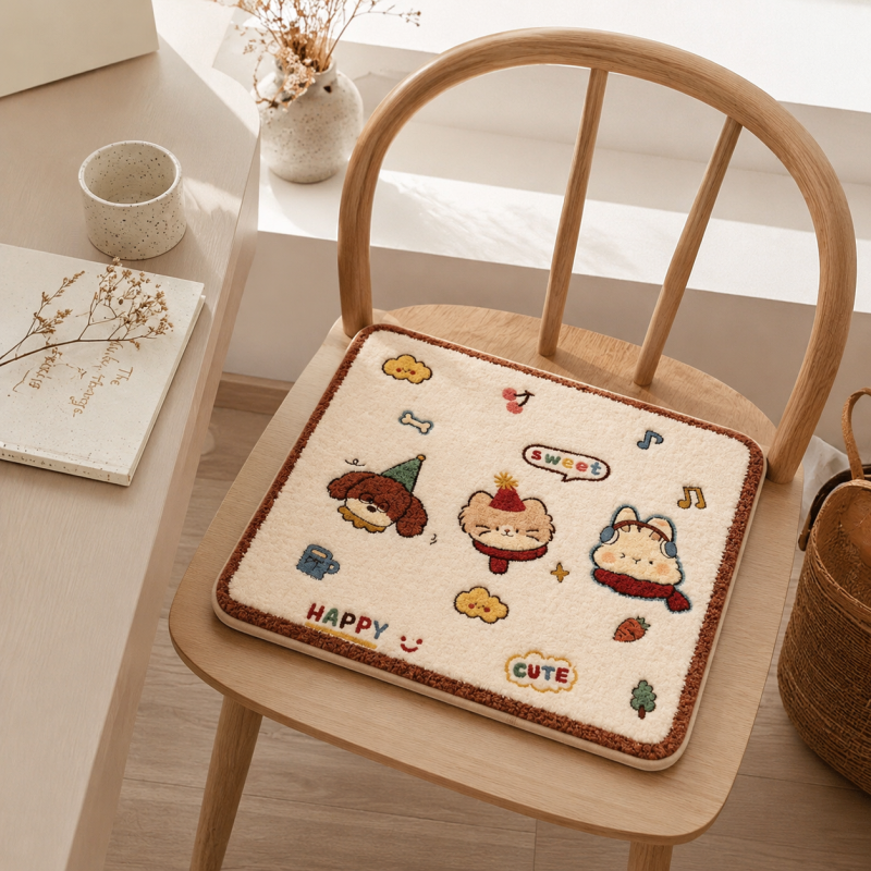 CouldNook Animal Pattern Fleece Square Seat Chair Cushion- Non-Slip Winter Chair Pad