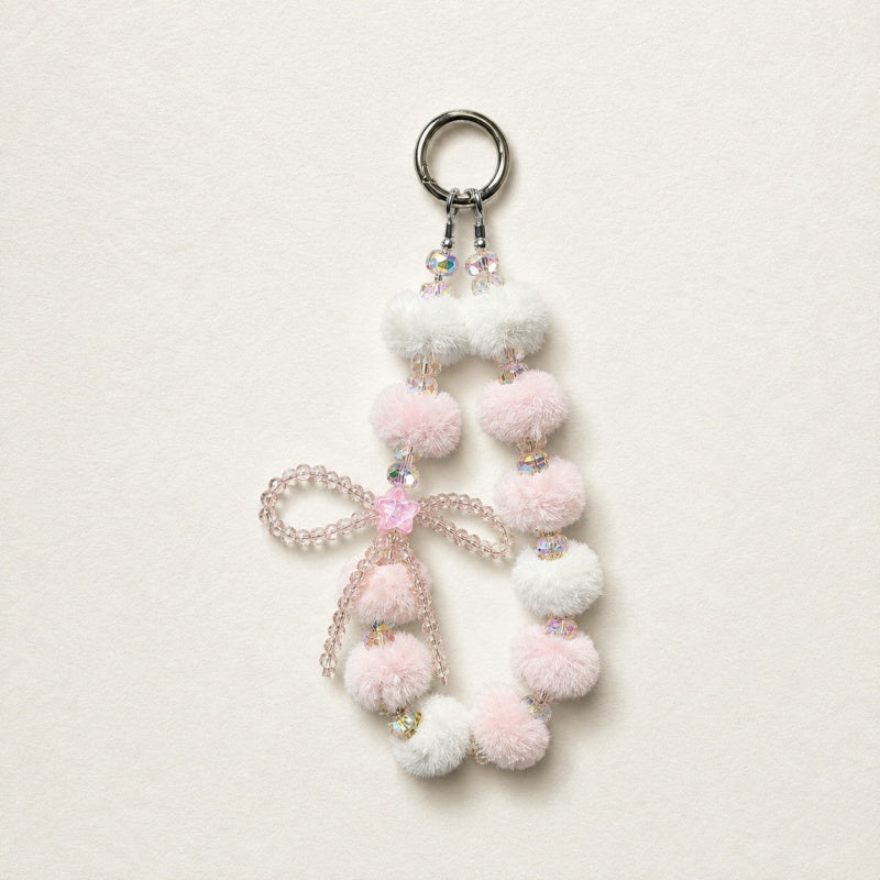 CouldNook Fluffy Pom Lanyard - Crystal Phone Charm