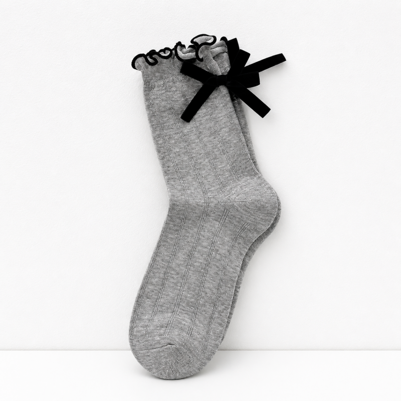 CouldNook Embroidered Character Ribbed Crew Socks - Small Gift Accent