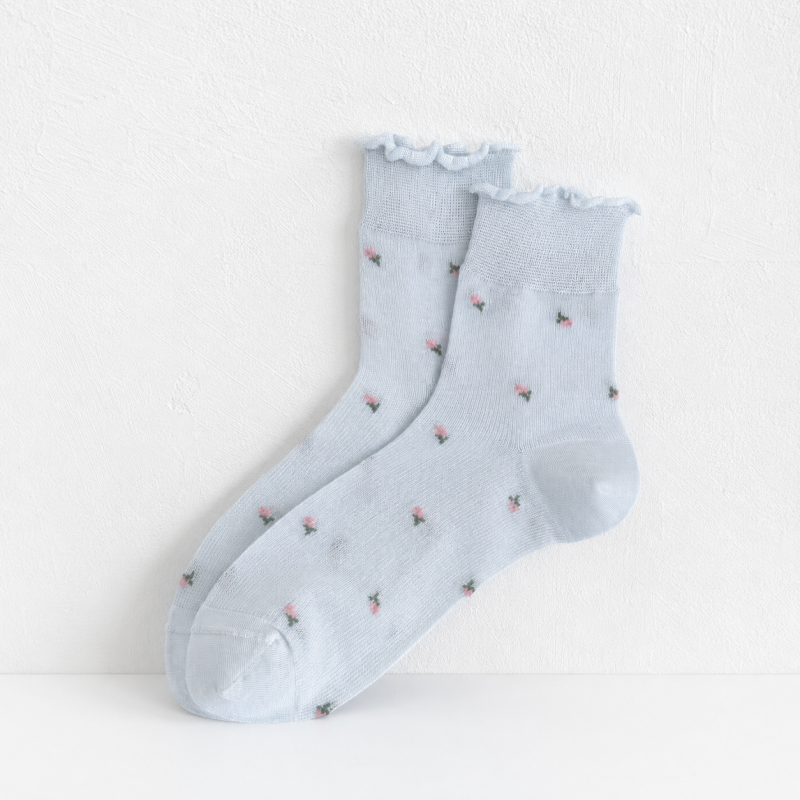 CouldNook Cozy Tiny Motif Sheer-Look Crew Socks - Soft Shoe Accent
