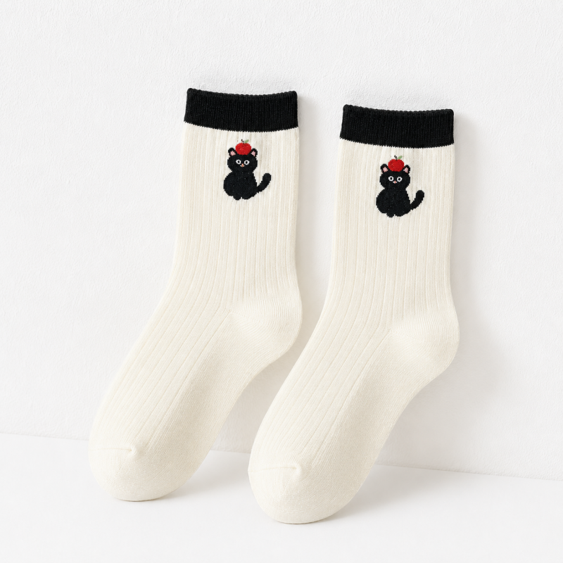 CouldNook Cozy Embroidered Character Crew Socks - Gentle Daily Accent