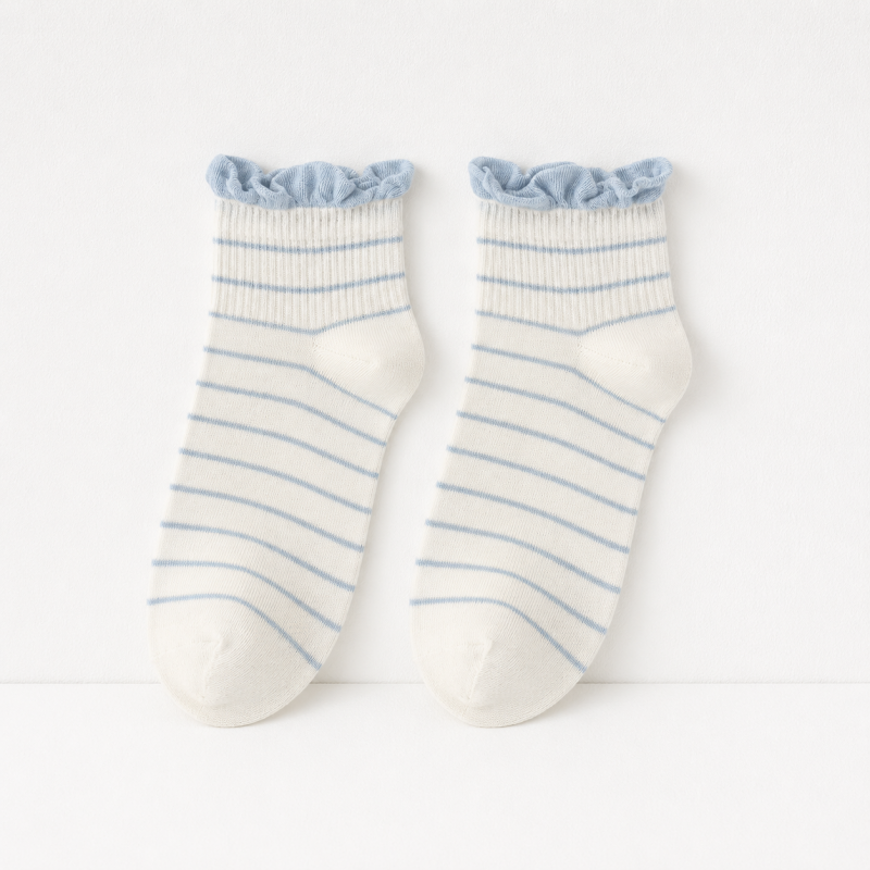 CouldNook Cozy Ruffle Cuff Textured Crew Socks - Soft Lounge Accent