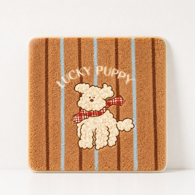 CouldNook Cartoon Scarf Puppy Fleece Square Seat Chair Cushion- Non-Slip Winter Chair Pad