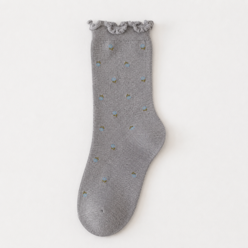 CouldNook Cozy Ruffle Dot Crew Socks - Soft Shoe Accent