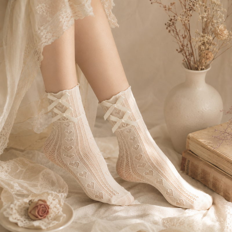 CouldNook Ruffle Trim Crew Socks - Sweet Shoe Accent
