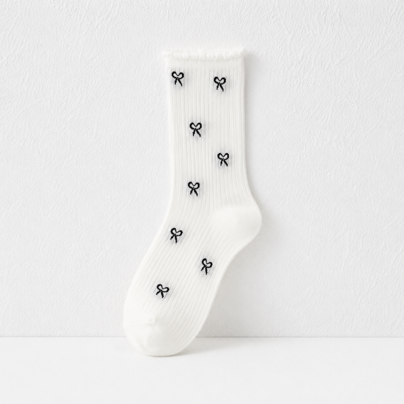 CouldNook Tiny Motif Ruffle Crew Socks - Shoe Styling Accent
