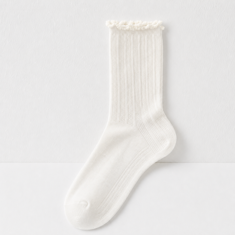 CouldNook Cozy Ruffle Edge Sheer Crew Socks - Gentle Outfit Accent