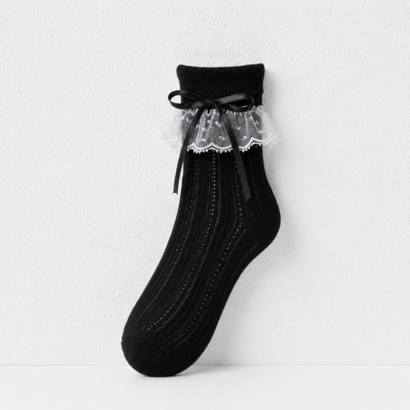 CouldNook Sheer Bow Ruffle Ankle Socks - Soft Shoe Accent