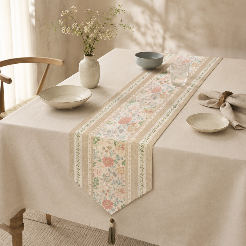 CouldNook Elegant Linen Blend Texture Table Runner - Warm Home Decor