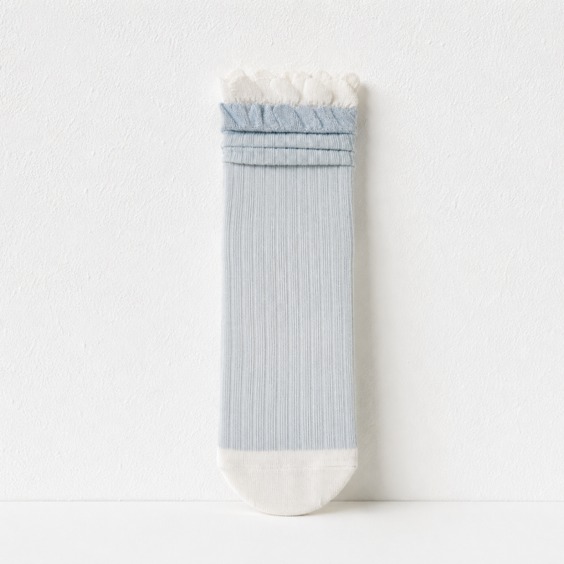 CouldNook Sheer Floral Crew Socks - Soft Flat Shoe Accent