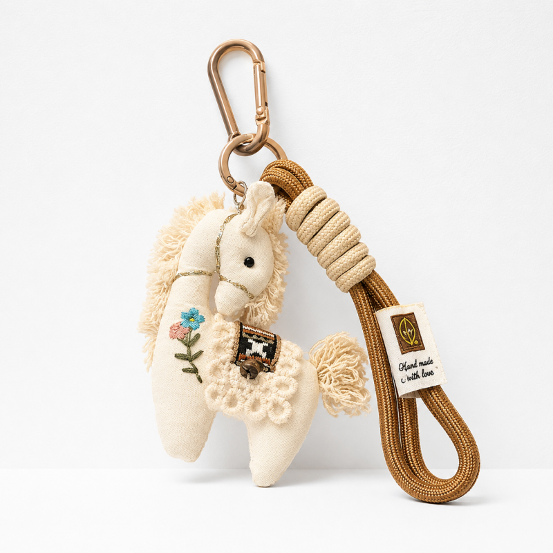 CouldNook Cotton Horse Fabric Pendant - Aesthetic Artisan Bag Charm