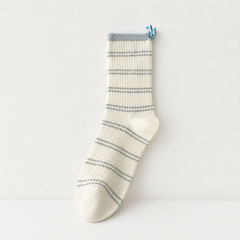 CouldNook Cozy Heart Stripe Crew Socks - Sweet Drawer Accent