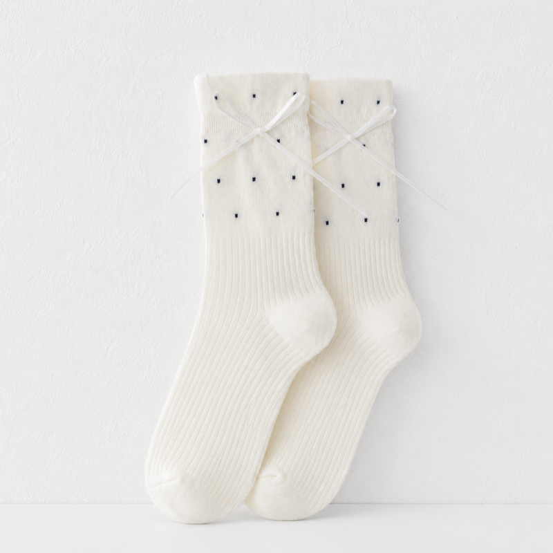 CouldNook Dot Texture Bow Ankle Socks - Daily Shoe Accent